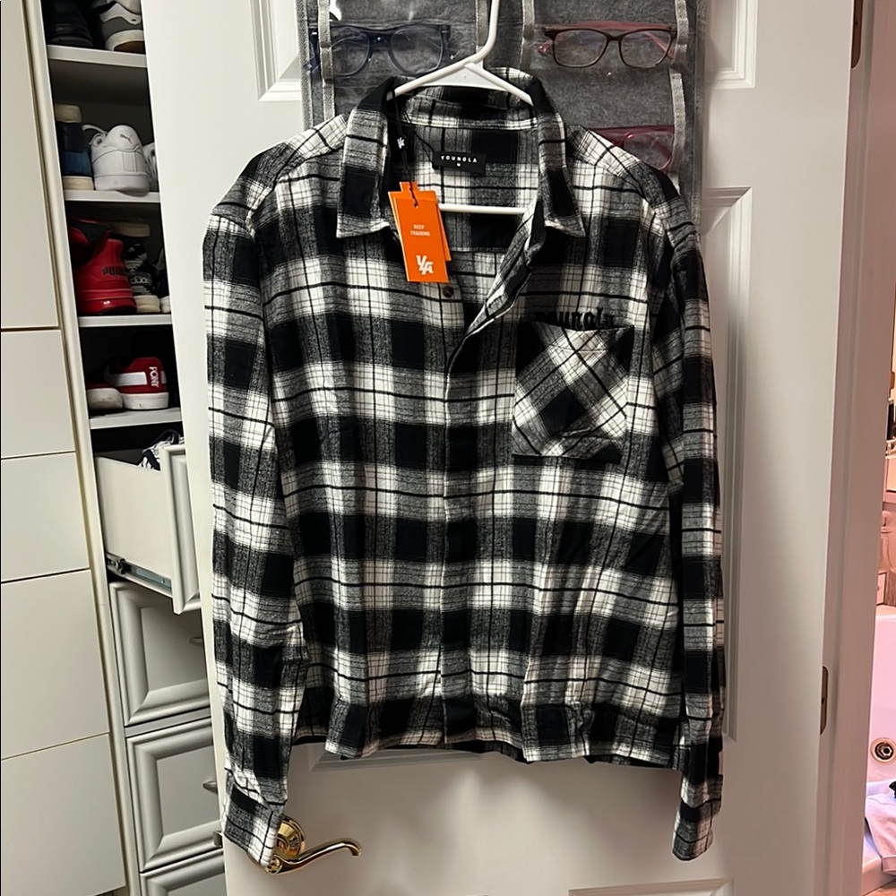 YoungLA Black and White Plaid Shirt